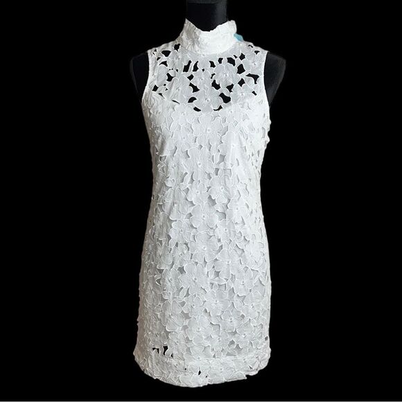 NWT Guess | Cotton Lace Mock Turtleneck Dress | Size Small - Picture 1 of 16